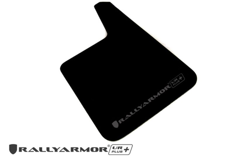 Rally Armor Universal Fit (No Hardware) UR Plus Black UR Mud Flap w/ Grey Logo - MF20-URP-BLK/GY