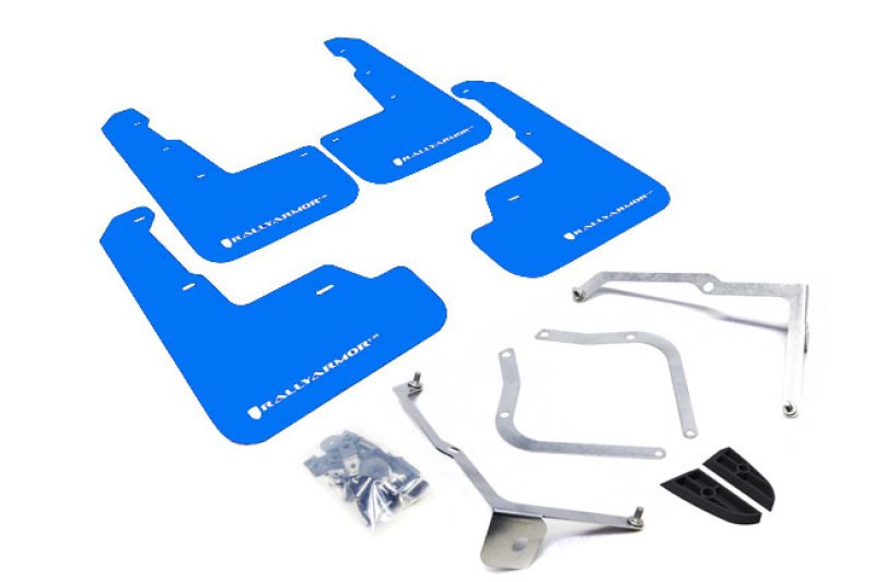 Rally Armor 15-21 Subaru WRX/STI (Sedan ONLY) Blue UR Mud Flap w/ White Logo - MF32-UR-BL/WH