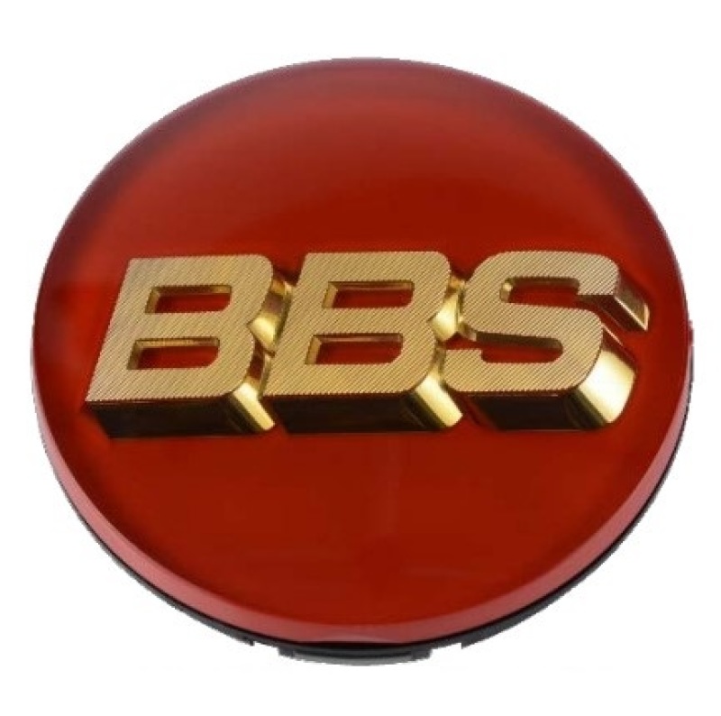 BBS Center Cap - 70mm Red w/ Gold 3D Logo (4-tab) - 56.24.126