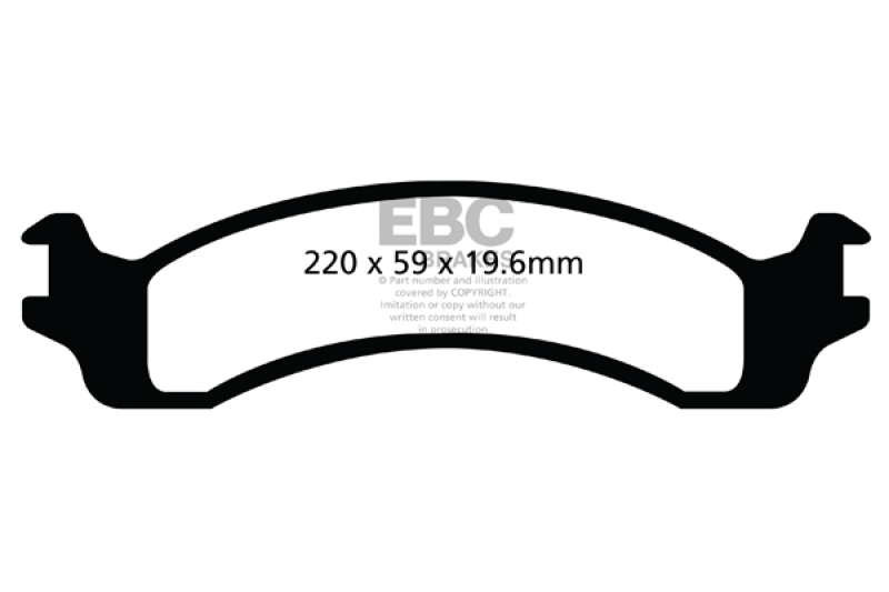 EBC 00-02 Dodge Ram 2500 Pick-up 5.2 2WD (Pad with wear sensor) Ultimax2 Front Brake Pads - UD859