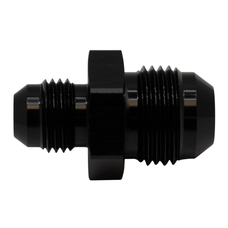 DeatschWerks 8AN Male Flare to 6AN Male Flare Reducer Straight - Anodized Matte Black - 6-02-0203-B