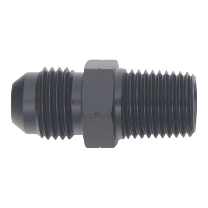 DeatschWerks 6AN Male Flare to 1/4in Male NPT Adapter - Anodized Matte Black - 6-02-0901-B