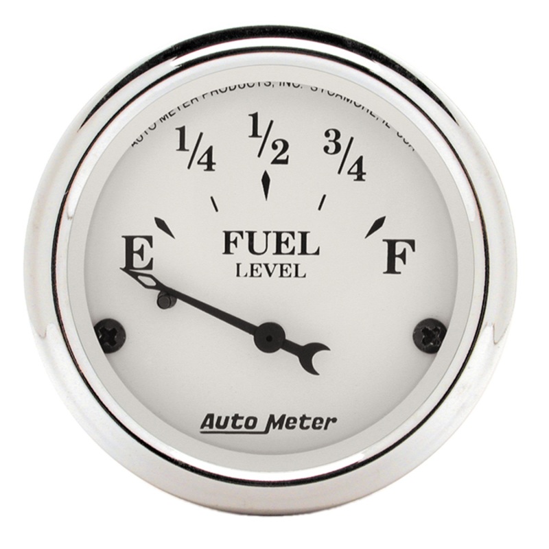 AutoMeter Gauge Fuel Level 2-1/16in. 73 Ohm(e) to 10 Ohm(f) Elec Old Tyme White - 1605