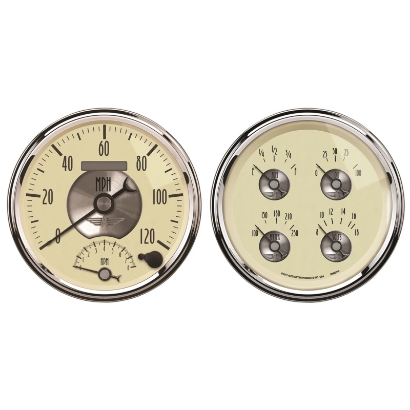 AutoMeter Gauge Kit 2 Pc. Quad & Tach/Speedo 5in. Prestige Antq. Ivory - 2004