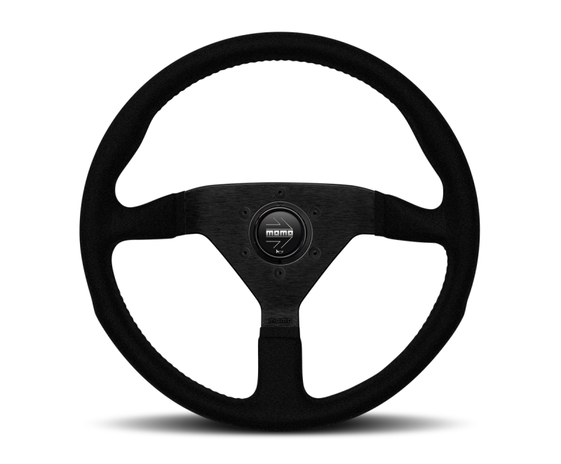 Momo Montecarlo Alcantara Steering Wheel 320 mm - Black/Black Stitch/Black Spokes - MCL32AL1B