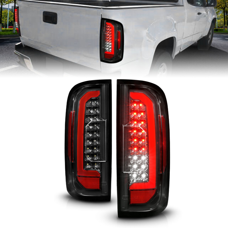 ANZO 15-21 GMC Canyon Full LED Taillights w/ Red Lightbar Black Housing/Clear Lens - 311434