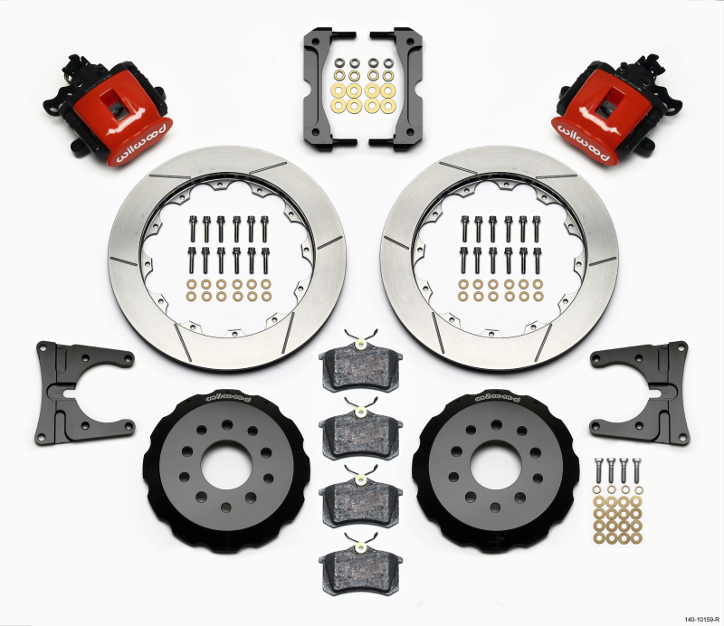 Wilwood Combination Parking Brake Rear Kit 12.88in Red 2005-2014 Mustang - 140-10159-R