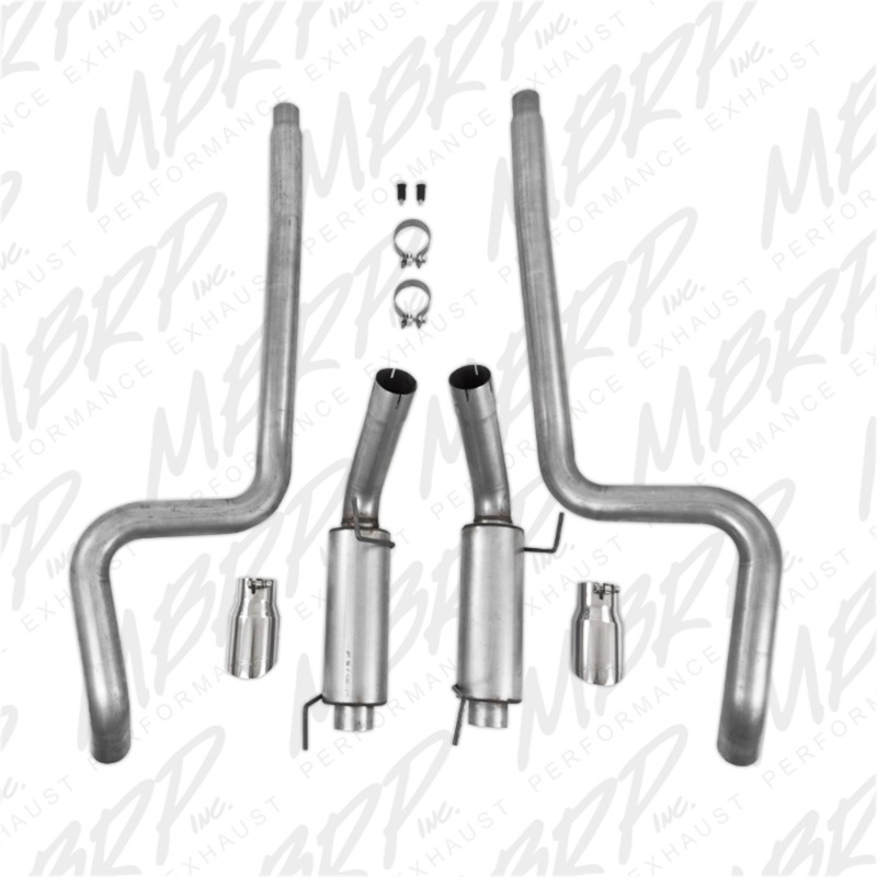 MBRP 05-09 Ford Mustang GT 4.6L Dual Split Rear Race Version AL/ 3in Cat Back Exhaust System - S7270AL