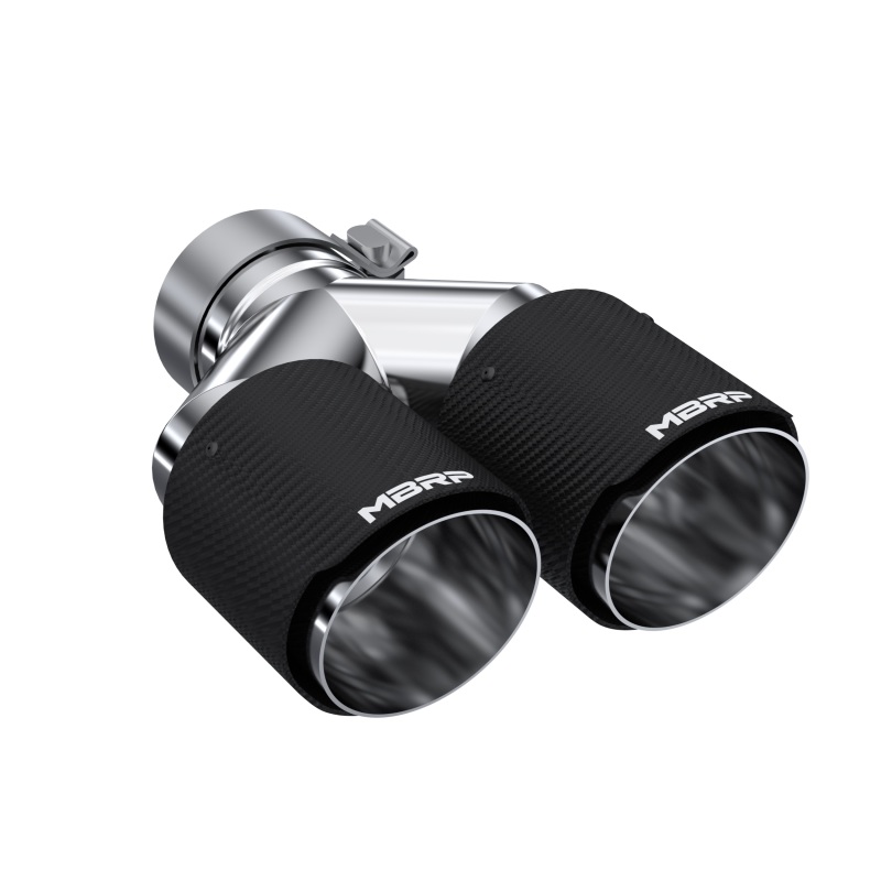 MBRP 3in ID / Dual 4in OD Out Staggered L 9.37in / R 9.87in Dual Wall Carbon Fiber Univ Exhaust Tip - T5183CF