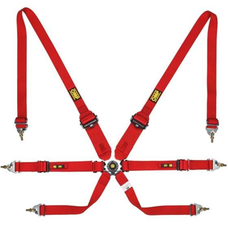 OMP Safety Harness One 2In Convertible Red Pull Up Conv Pull Down - (Fia 8853-2016) - DA0-0205-A01-061