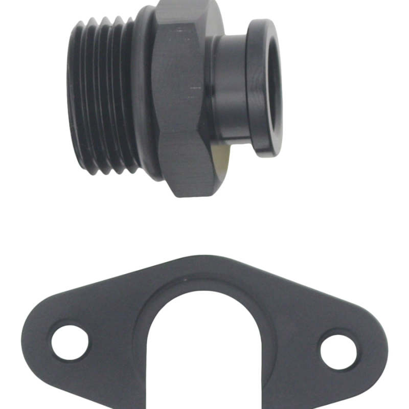 DeatschWerks 8AN ORB to Polaris RZR Turbo OE Regulator Adapter - Anodized Matte Black - 6-02-0140-B