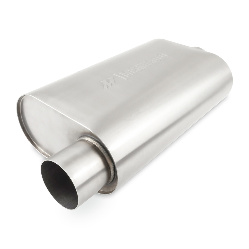 Mishimoto Universal Muffler with 3.0in Offset Inlet/Outlet - Brushed - MMEXH-MF-3COBR