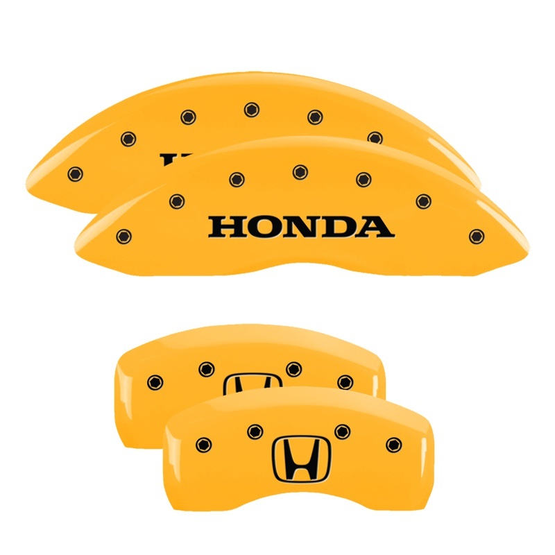MGP 4 Caliper Covers Engraved Front Honda Rear H Logo Yellow Finish Black Char 2009 Honda Ridgeline - 20139SHOHYL