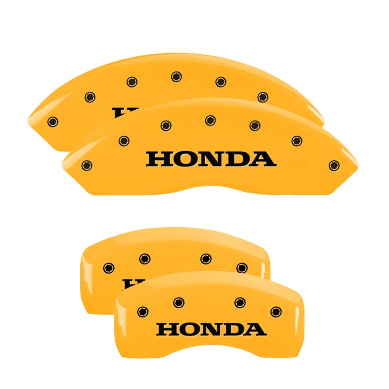 MGP 4 Caliper Covers Engraved Front & Rear Honda Yellow Finish Black Char 2006 Honda Accord - 20199SHONYL