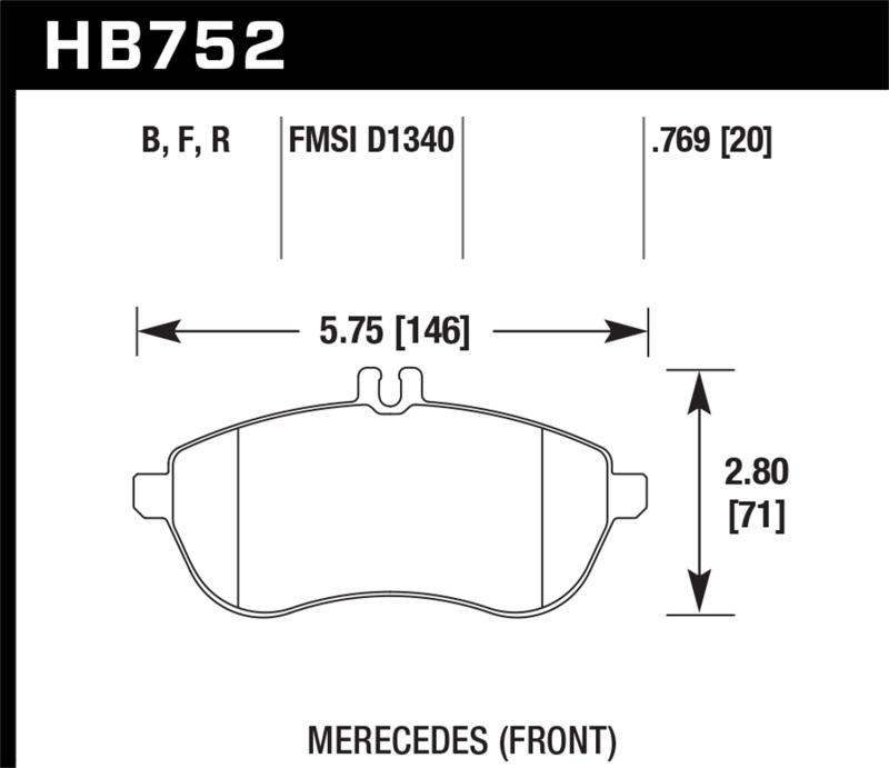 Hawk 12-15 Mercedes-Benz SLK250 / 12-15 Mercedes-Benz C250 HP+ Front Brake Pads - HB752N.769