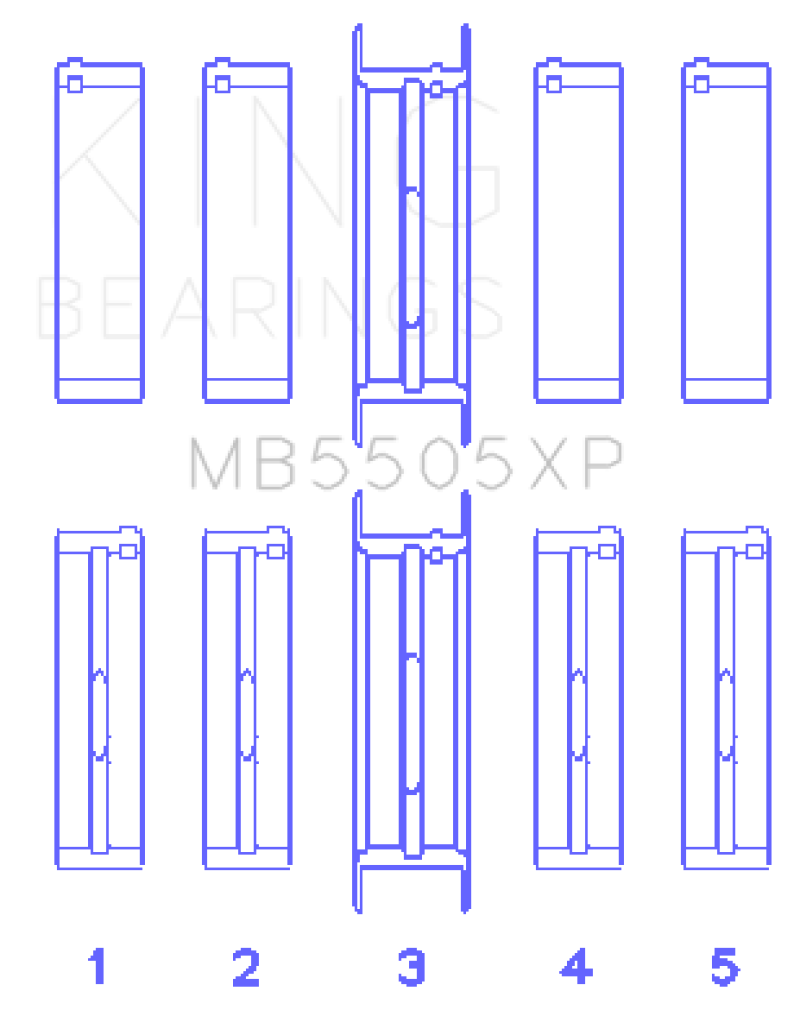 King Ford V8 351ci 5.8L / 400ci 6.6L 16V (Size .001) Main Bearing Set - MB5505XP001