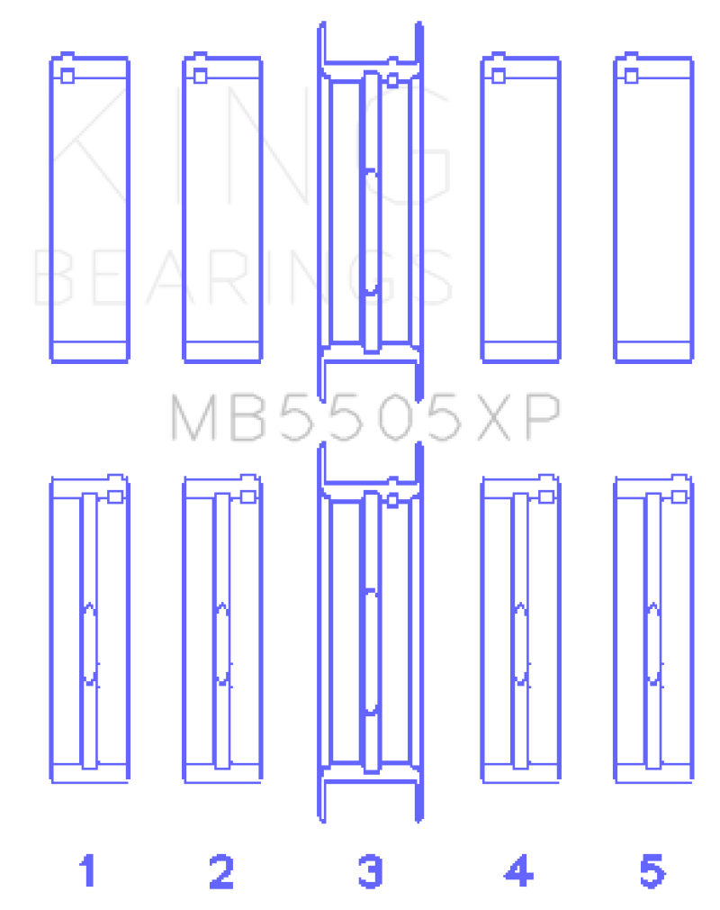 King Ford V8 351ci 5.8L / 400ci 6.6L 16V (Size STDX Oversized) Main Bearing Set - MB5505XPSTDX