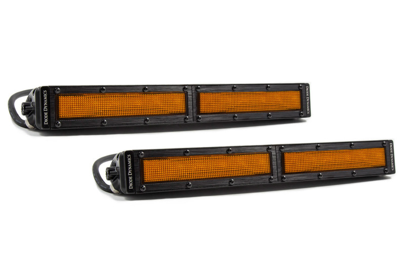 Diode Dynamics 12 In LED Light Bar Single Row Straight - Amber Flood (Pair) Stage Series - DD6041P