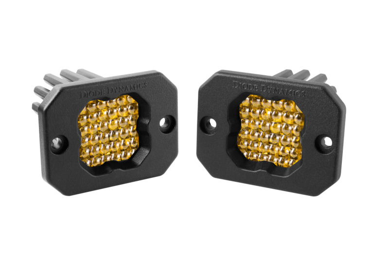 Diode Dynamics Stage Series C1 LED Pod Sport - Yellow Flood Flush ABL (Pair) - DD6473P