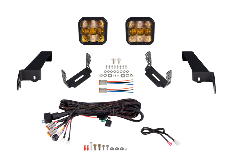 Diode Dynamics 18-21 Jeep JL Wrangler SS5 Bumper LED Pod Light Kit - Yellow Pro Combo - DD7289