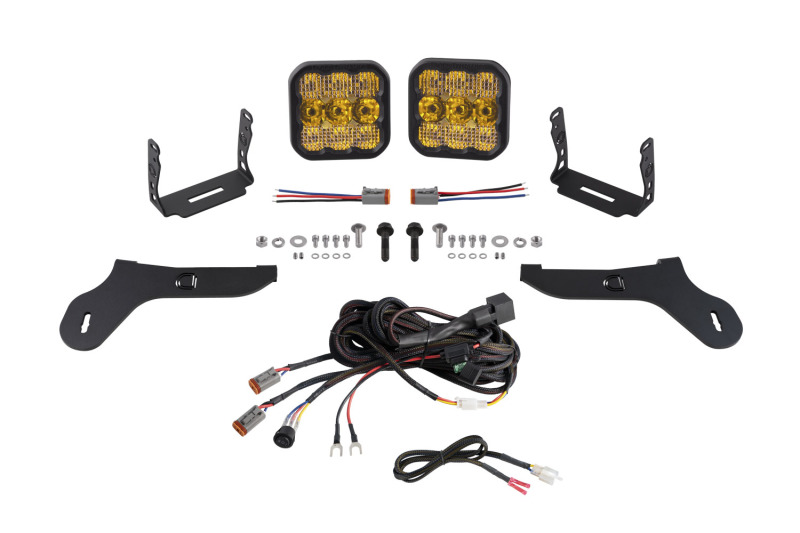 Diode Dynamics 17-20 Ford Raptor SS5 Bumper LED Pod Light Kit - Yellow Pro Combo - DD7349