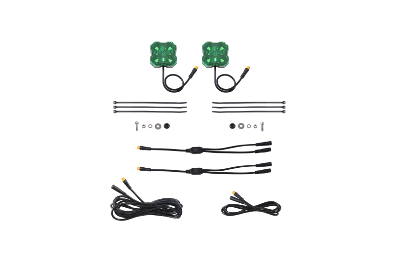 Diode Dynamics Stage Series Single Color LED Rock Light - Green M8 (2-pack) - DD7459