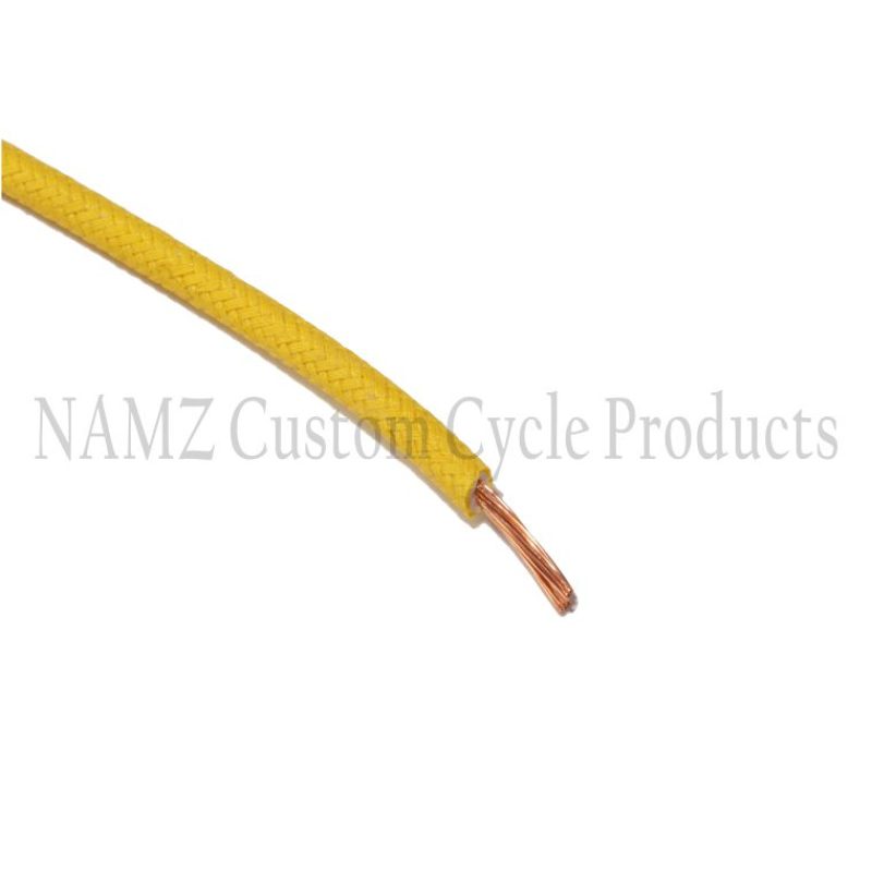 NAMZ OEM Color Cloth-Braided Wire 25ft. Pack 16g - Yellow - NCBW-4