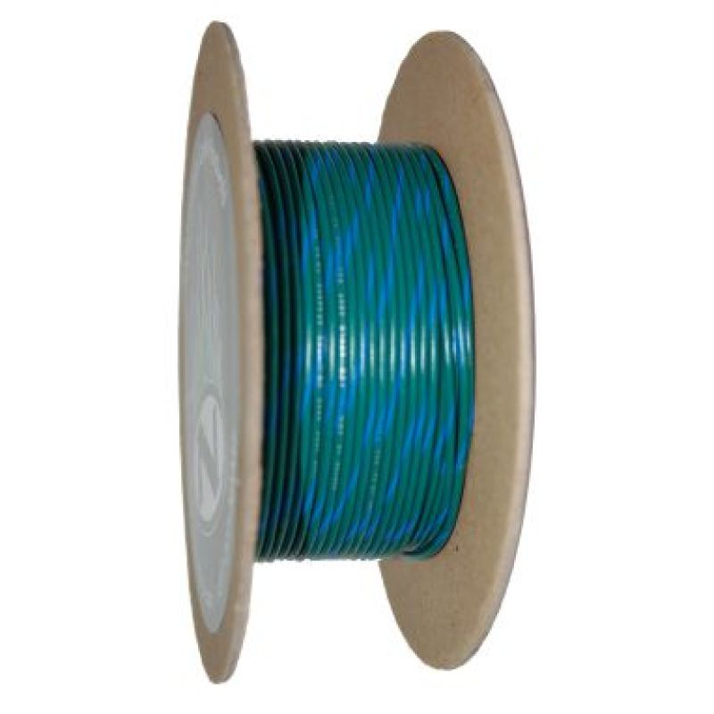 NAMZ OEM Color Primary Wire 100ft. Spool 20g - Green/Blue Stripe - NWR-56-100-20