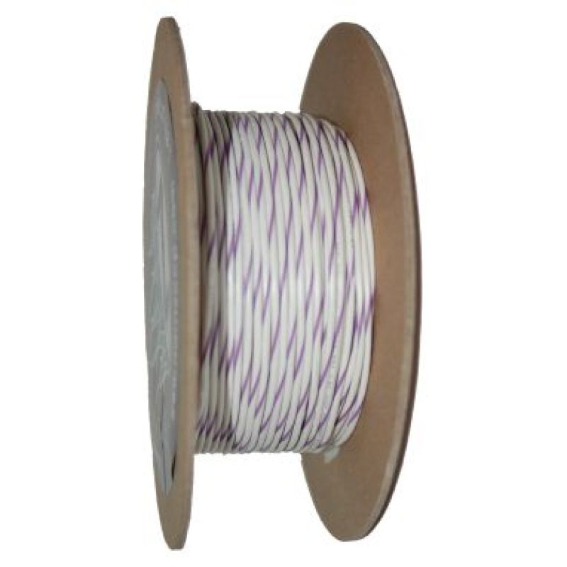 NAMZ OEM Color Primary Wire 100ft. Spool 18g - White/Violet Stripe - NWR-97-100