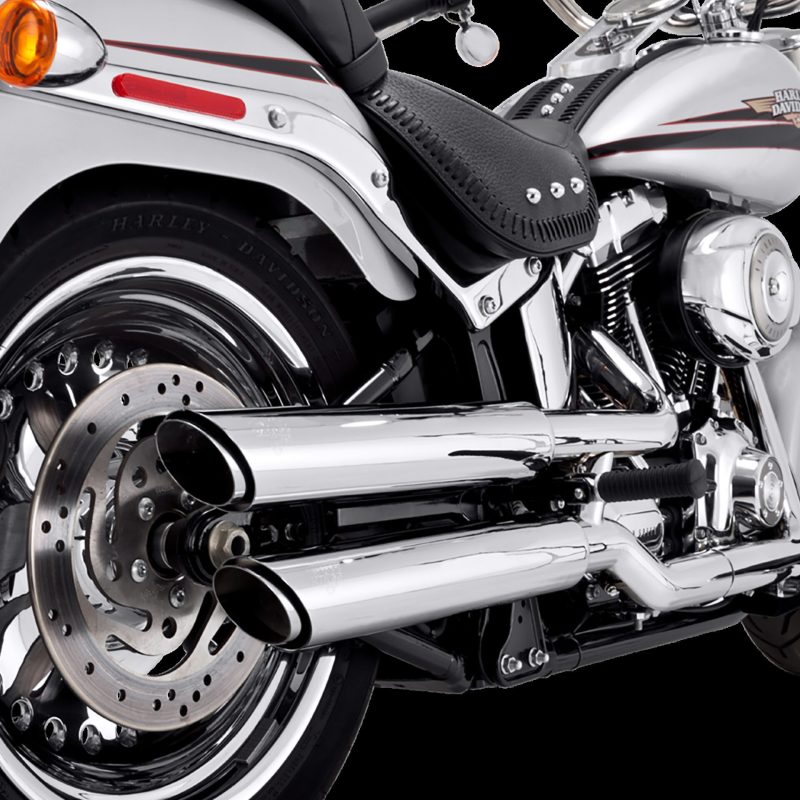 Vance & Hines HD Softail Fatboy 07-17 Twin Slash Chrome PCX Slip-On Exhaust - 16343