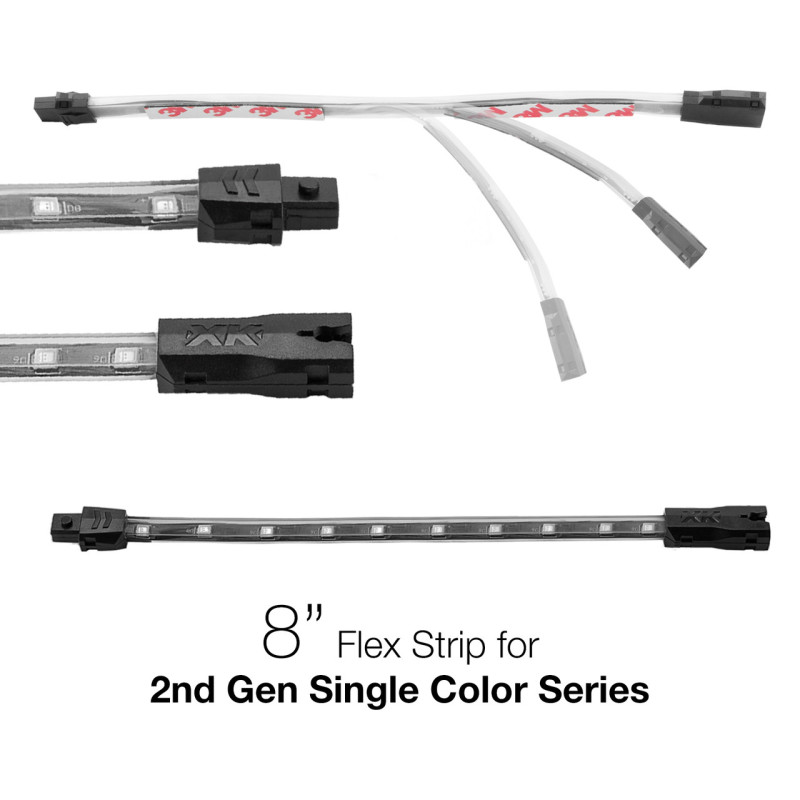 XK Glow Single Color 8in Flex Strip Single Color AMBER - 2nd Gen - XK-2P-S-8-A