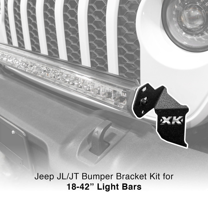 XK Glow Jeep JL JT Front Bumper Light Bar Bracket Kit 20-36In - XK-BRC-JL-FB