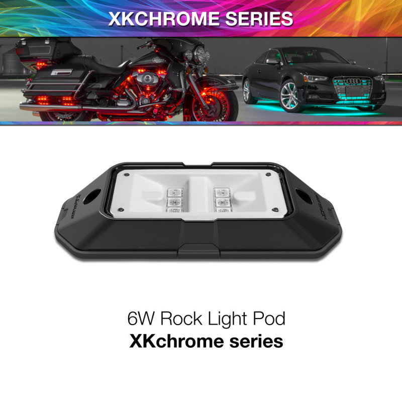 XK Glow XKchrome Low Profile Ultra Bright Rock Light Pod 6W - XK-ROCK