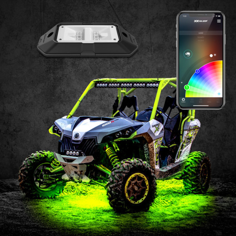 XK Glow Rock Light w/ XKchrome App Controlled Bluetooth Advanced Kit 8pc RGB 6W - XK-ROCK-ADV