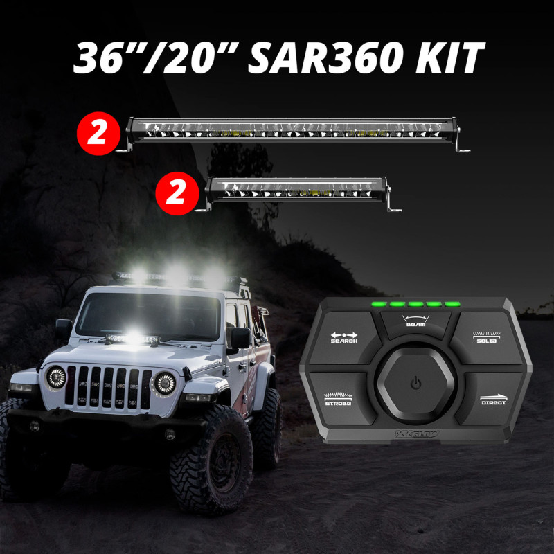 XK Glow SAR360 Light Bar Kit Emergency Search and Rescue Light System (2)36In (2)20In - XK-SAR360-2211