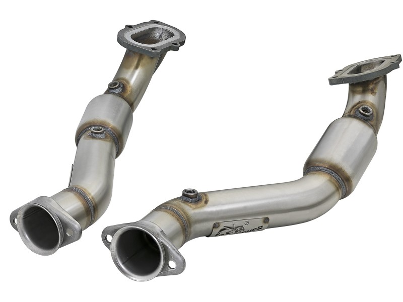aFe POWER 14-18 Chevrolet Corvette C7 & Z06 Twisted Steel 3in 304 Stainless Steel Mid Pipe w/ Cat - 48-34130-1YC