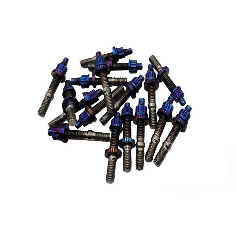 BLOX Racing Xtreme Burnt Titanium Studs M8x1.25x55mm 7 Piece Set - BXFL-00308-7-TI-B