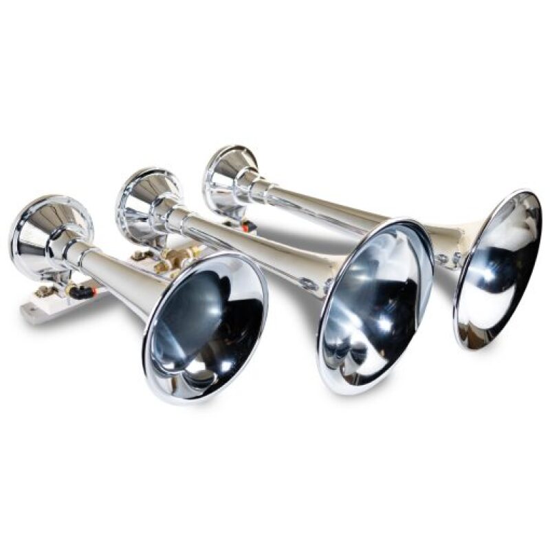 Kleinn Chrome Triple Horn/ 14.75In/ 13In/9.5In - Chrome-Plated Spun Copper - 630