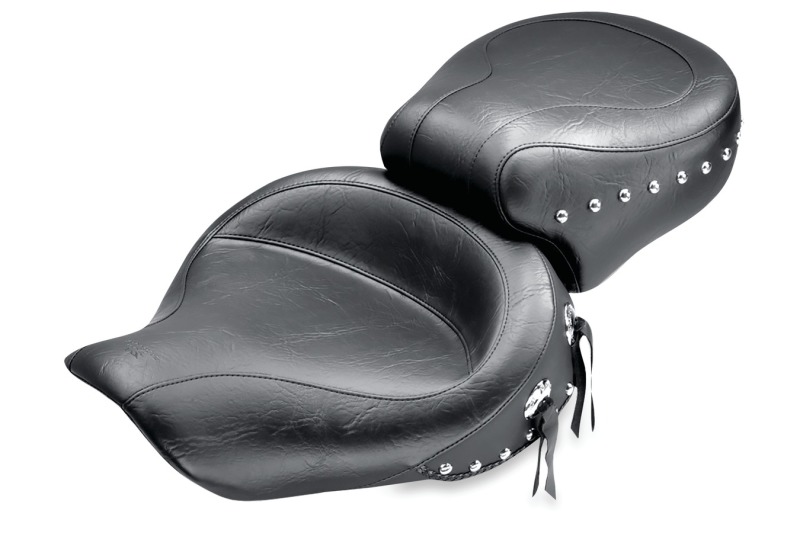 Mustang 91-05 Harley Dyna Wide Touring 1PC Seat w/Studs - Black - 75405