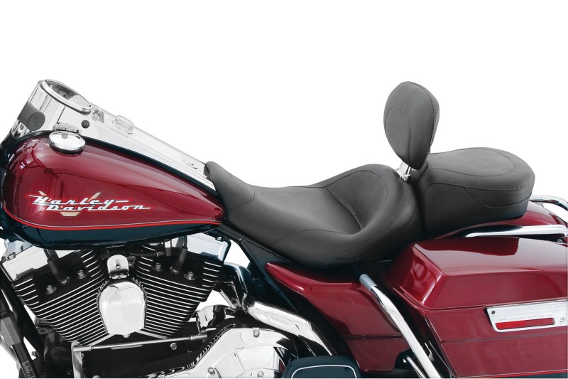 Mustang 97-07 Harley Rd King, 06-07 Str Glide, 00-05 Eagle Std Solo Seat W/Driver Backrest - Black - 79100