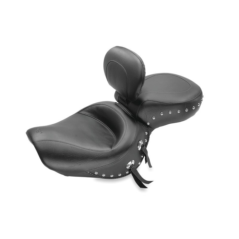 Mustang 00-08 Honda VT1100 Sabre,97-08 Spirit,87-97 Shadow Wide Touring 1PC Seat w/Studs - Black - 79237