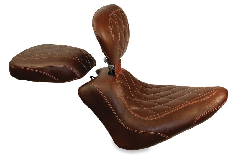 Mustang 11-13 Harley Blackline,12-17 Slim/Slim S Wide Tripper Solo Seat - Distessed Brown - 79747