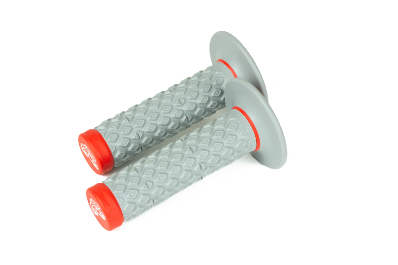 Renthal Soft/Firm MX Dual Compound Grips Tapered 1/2 Waffle - Gray/Red - G209