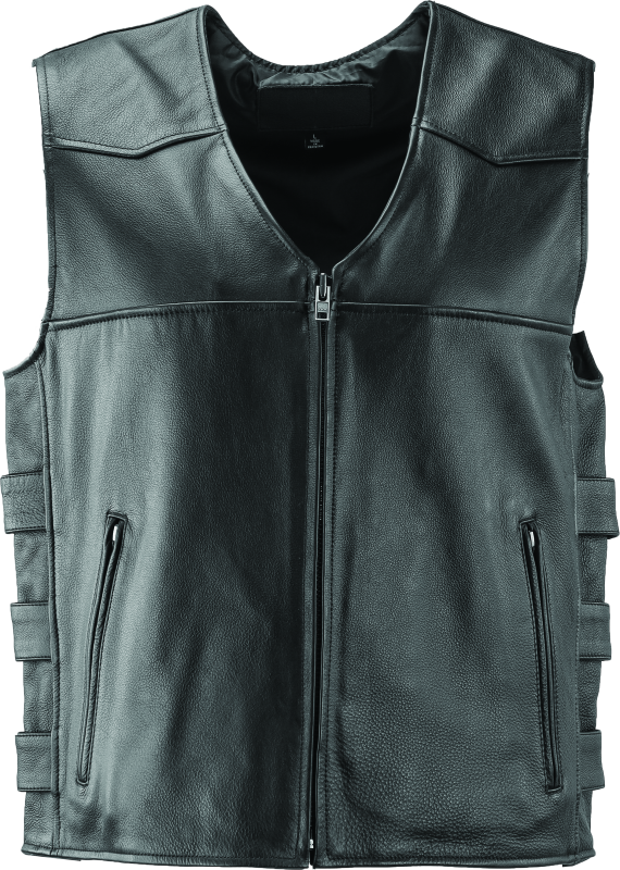 River Road Plains Leather Vest Black - 4XL - 094411
