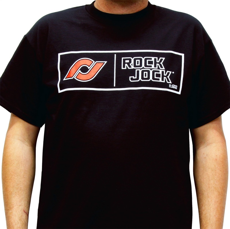 RockJock T-Shirt w/ Rectangle Logo Black Youth Medium Print on the Front - RJ-711001-YM