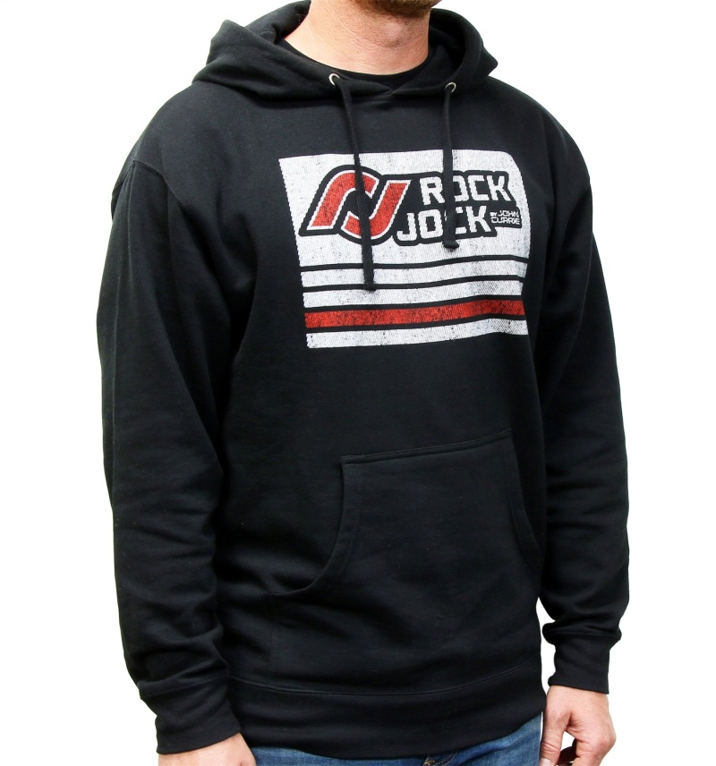 RockJock Hoodie Sweatshirt w/ Distressed Logo Black Youth XS Print on Front - RJ-713000-YXS