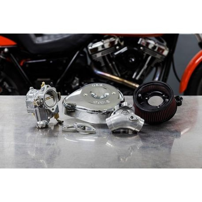 S&S Cycle 84-99 BT Super E Carburetor & Stealth Air Cleaner Kit w/ Chrome Teardrop - 110-0145