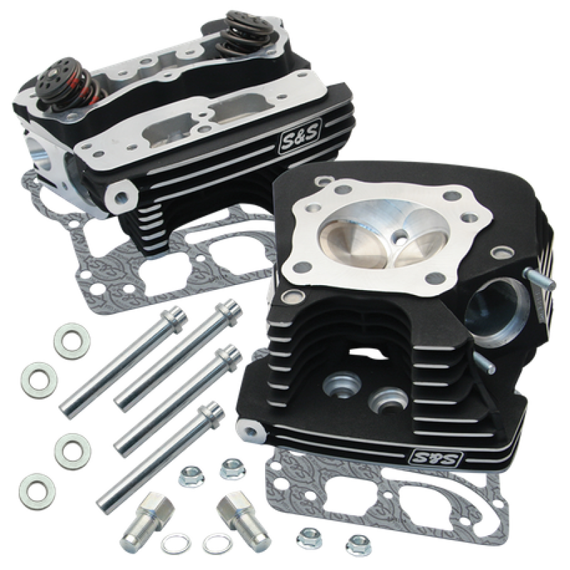 S&S Cycle 99-05 BT Super Stock 89cc Cylinder Head Kit - Black Wrinkle - 90-1106