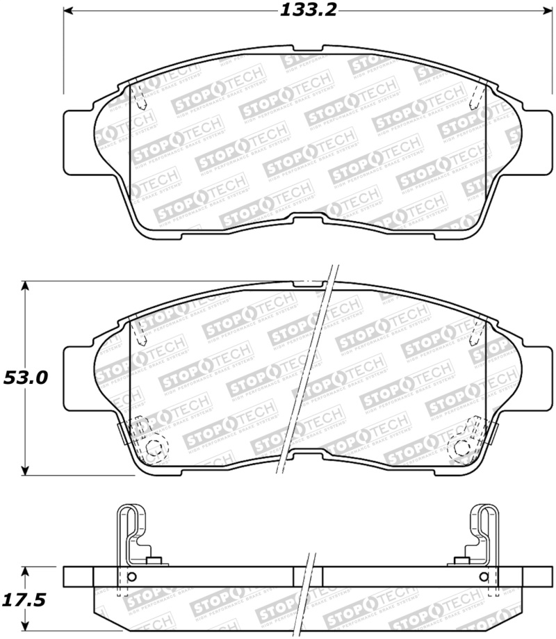 StopTech Sport Brake Pads w/Shims & Hardware - Front - 309.05621