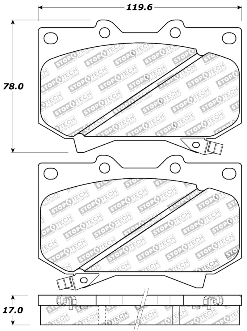 StopTech Sport Brake Pads w/Shims and Hardware - Front - 309.08120